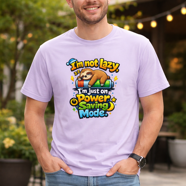 Power Saving Mode ON – Lazy Sloth Funny Graphic T-Shirt