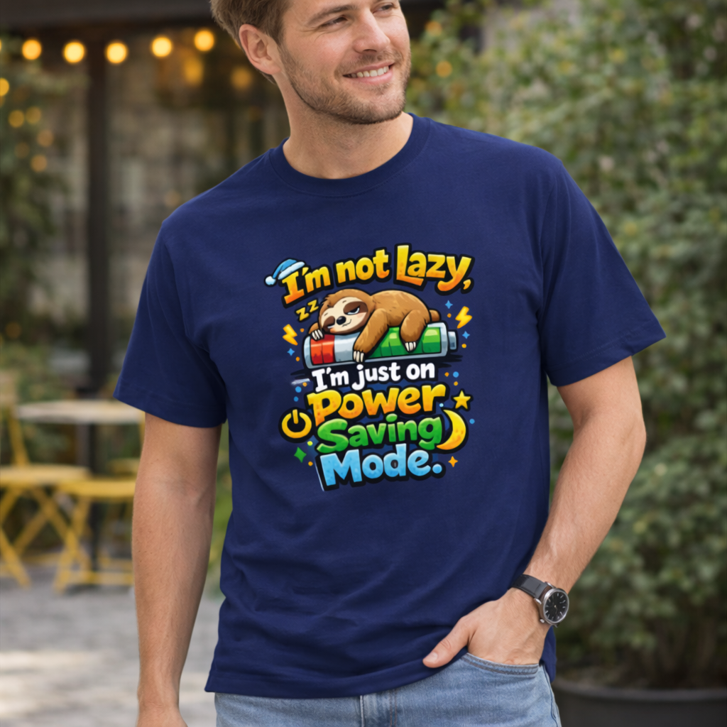 Power Saving Mode ON – Lazy Sloth Funny Graphic T-Shirt
