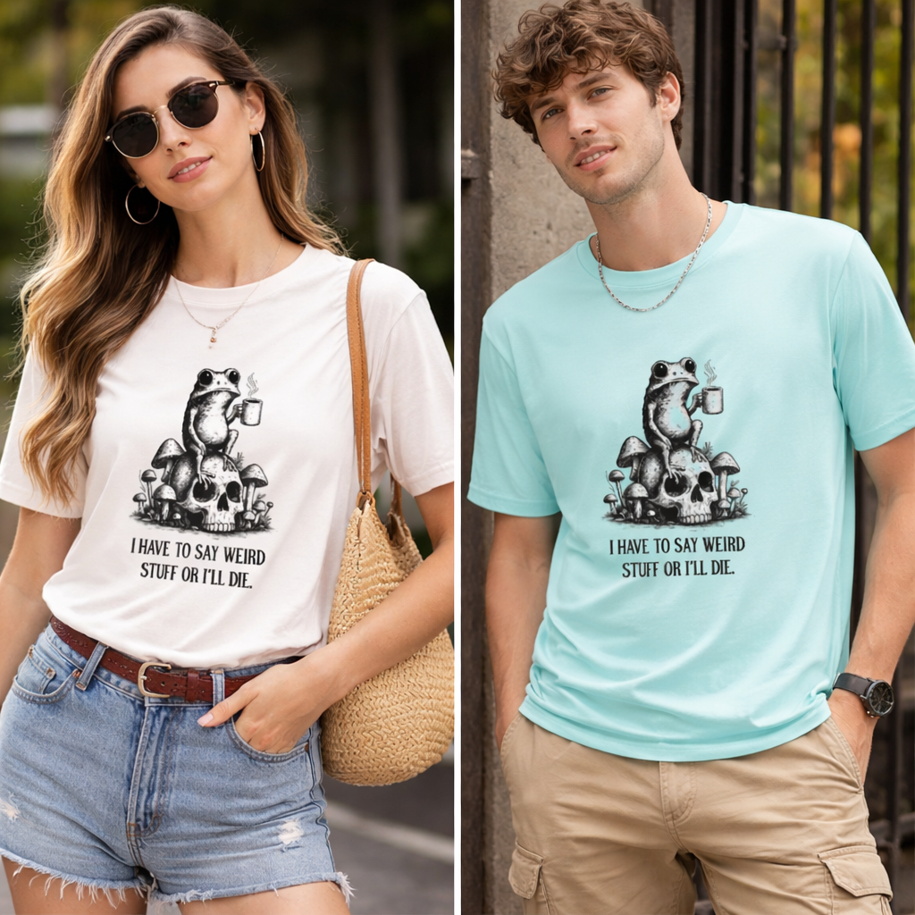 Weird Vibes Only – Frog Graphic Statement T-Shirt