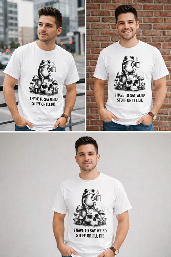 Weird Vibes Only – Frog Graphic Statement T-Shirt