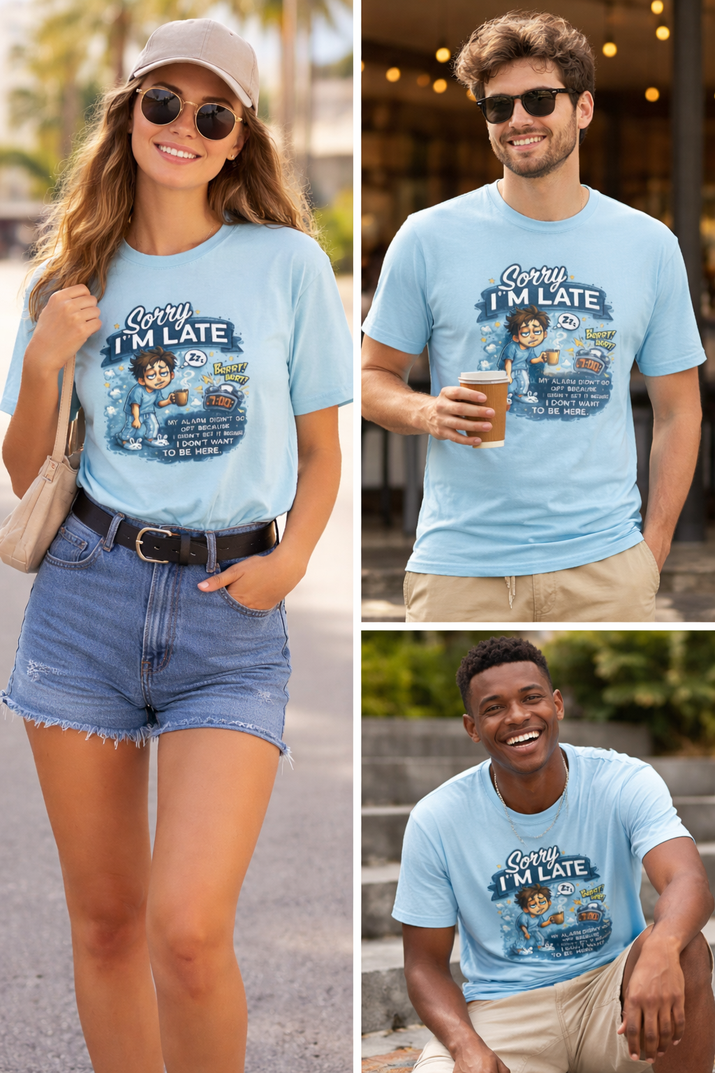 Sorry I’m Late – Funny Lazy Mood Graphic T-Shirt
