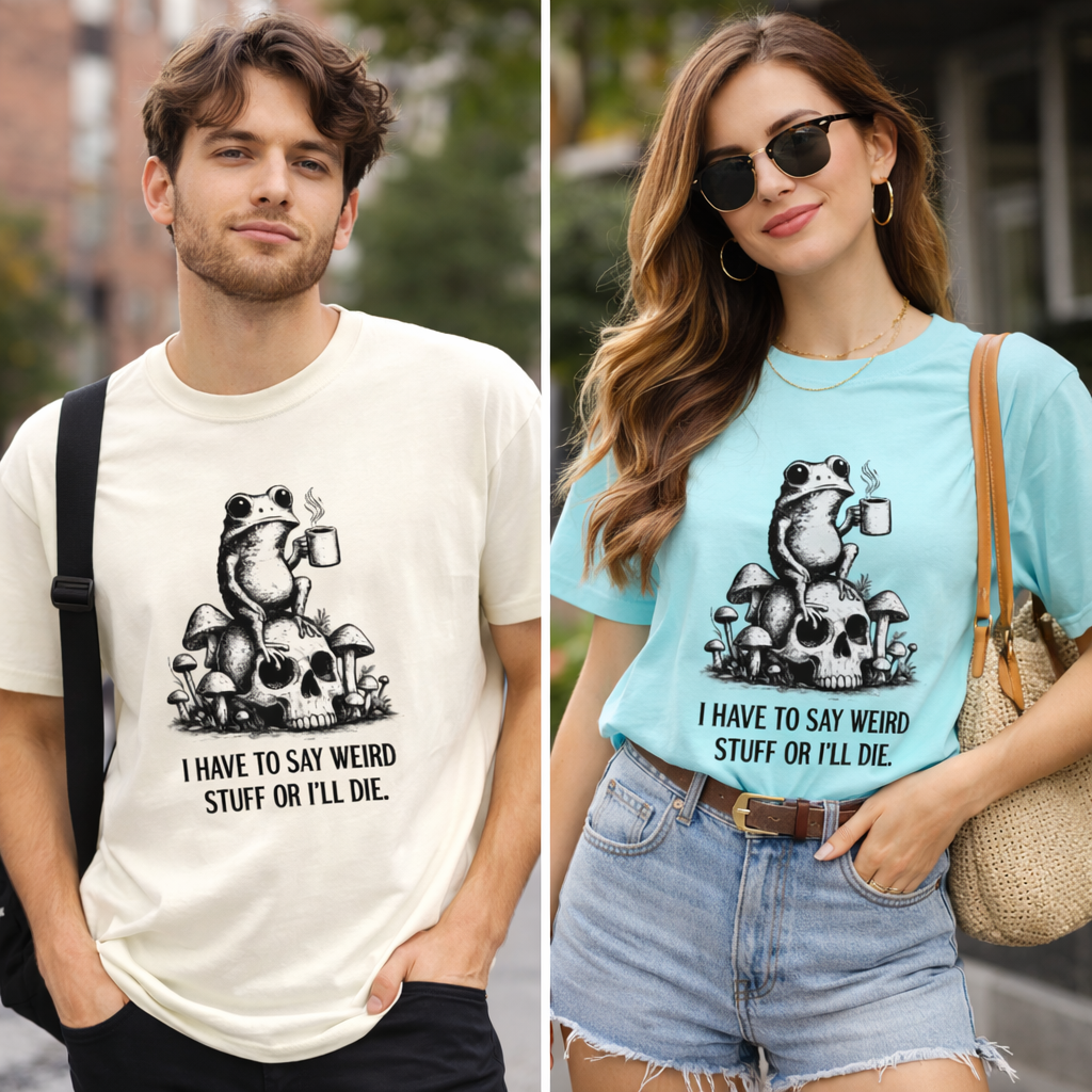 Weird Vibes Only – Frog Graphic Statement T-Shirt